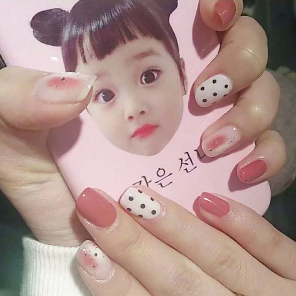 [Hàng mới về] Bộ 24 móng tay giả dáng vuông có thể tháo rời cho nữ