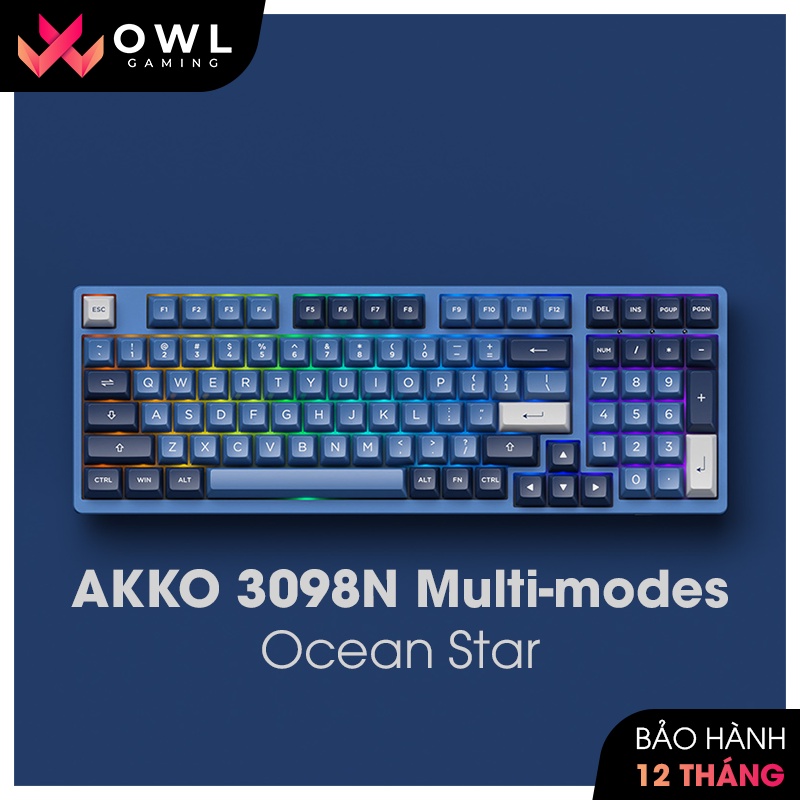 Bàn phím cơ AKKO 3098N Multi-modes Ocean Star (Bluetooth / Wireless / Hotswap / Foam tiêu âm / Foam đáy / TTC switch)