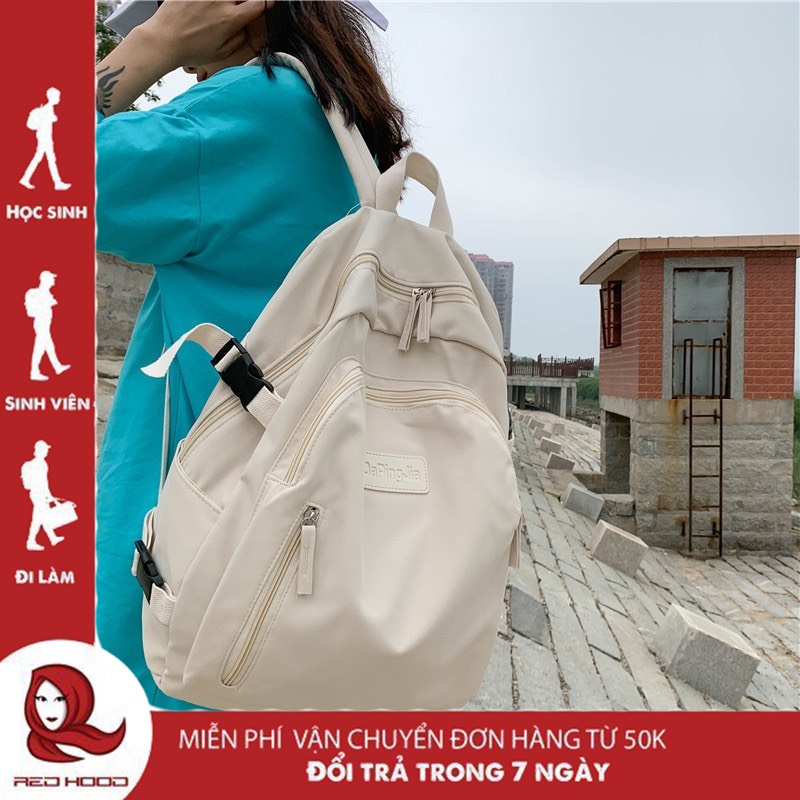 Balo nam nữ vải dù mịn ulzzang đi học thời trang nhiều ngăn đựng giá rẻ dễ thương basic REDHOOD