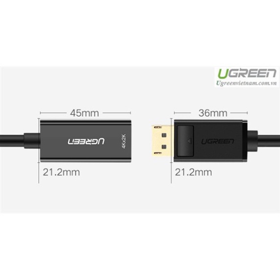 Cáp chuyển đổi Displayport to HDMI hỗ trợ 4Kx2K chính hãng Ugreen 40363 cao cấp  - Phân Phối Chính Hãng