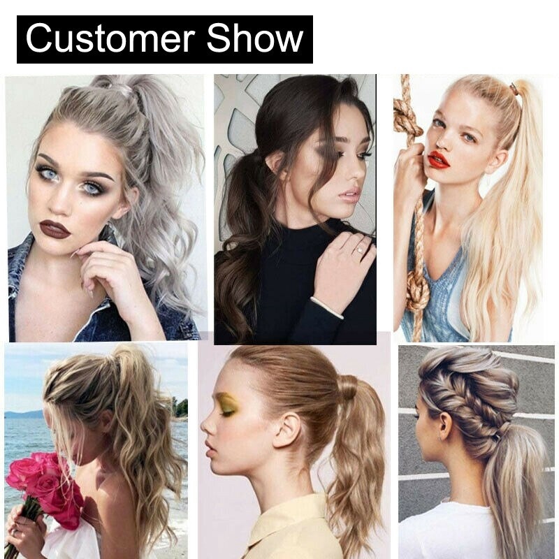 Tóc Giả Đuôi Ngựa Thẳng Dài 22 Inch Có Kẹp Tiện Lợi Dành Cho Nữ