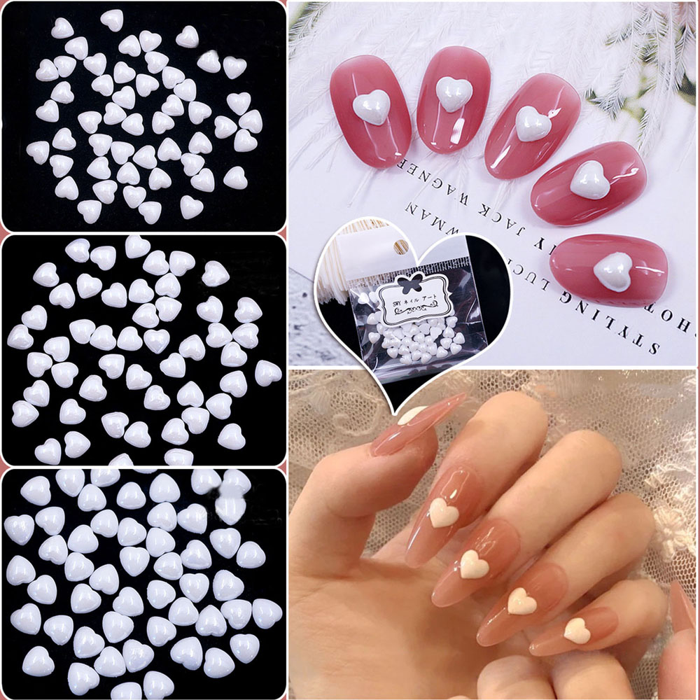 Set 50 phụ kiện trang trí móng nghệ thuật hình trái tim 3d diy