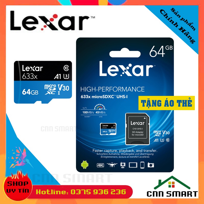 Thẻ nhớ MciroSD 64GB U3 LEXAR / Thẻ nhớ 32Gb DSS - Class 10 Chính hãng -Thích hợp lắp cho Camera Imou A22EP C22EP F22P | BigBuy360 - bigbuy360.vn