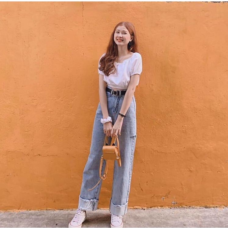 [ TẬN HƯỞNG CUỘC SỐNG!!! ] QUẦN JEAN ỐNG RỘNG NỮ CAO CẤP NITIQC XẮN LAI RÁCH SƯỜN TRÁI CỰC HOT