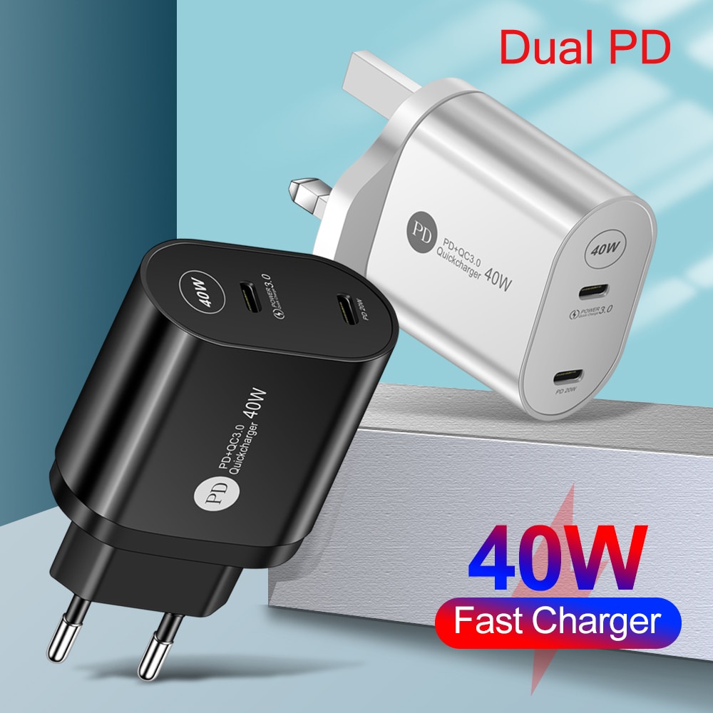 Cục Sạc Nhanh 40W PD3.0 EU / US / UK Type C Cho iPhone 14 13 12 Pro Max