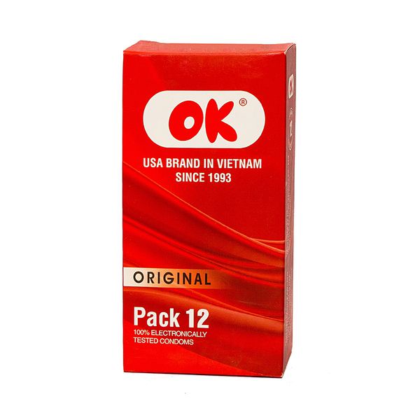 Bao cao su OK Original giá rẻ trơn mỏng loại thường Hộp 12 cái