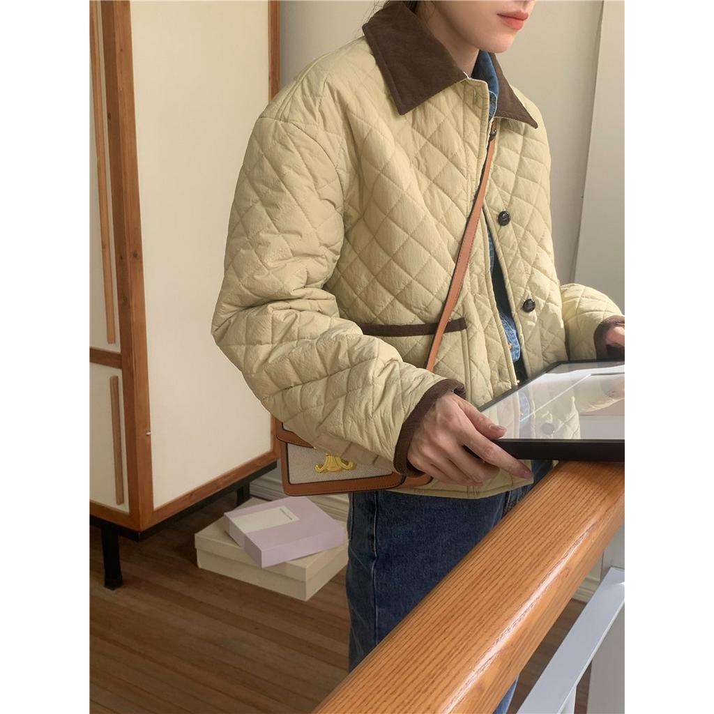 Áo Khoác Cotton Họa Tiết Kim Cương Màu Sắc Tương Phản 60446