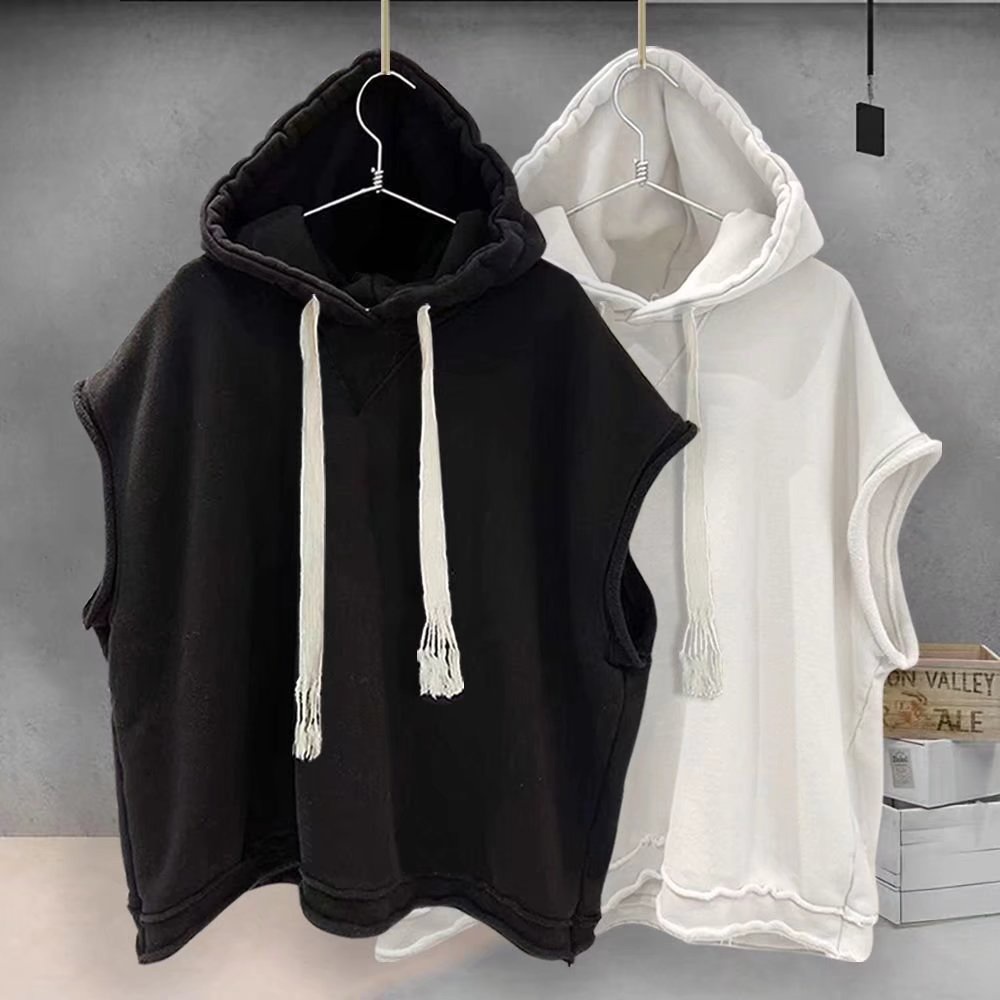 Áo Hoodie Dây Rút Không Tay Màu Trơn Đơn Giản Thời Trang Dành Cho Nam Nữ 2022