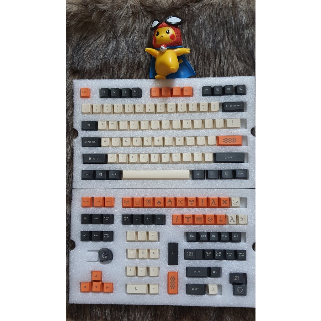 [Hỗ trợ Layout 61/64/68/71/82/84] Set Keycap PBT carbon font lớn - Bộ nút bàn phím cơ thay thế