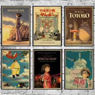 Poster Phim Hoạt Hình Hayao Miyazaki Bằng Giấy Kraft Chất Lượng Cao Trang Trí Tường Quán Bar / Nhà Ở