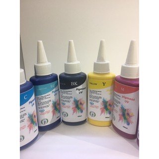 Mực Dầu Pigment UV bộ 6 màu 600ml cho máy in epson