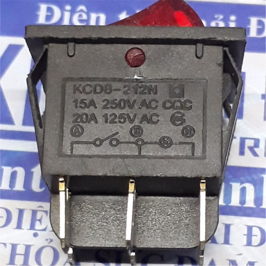 2 cái CÔNG TẮC ĐÔI KCD8-212A 15A 250VAC 6 CHÂN 2 TRẠNG THÁI, có led báo kde4832