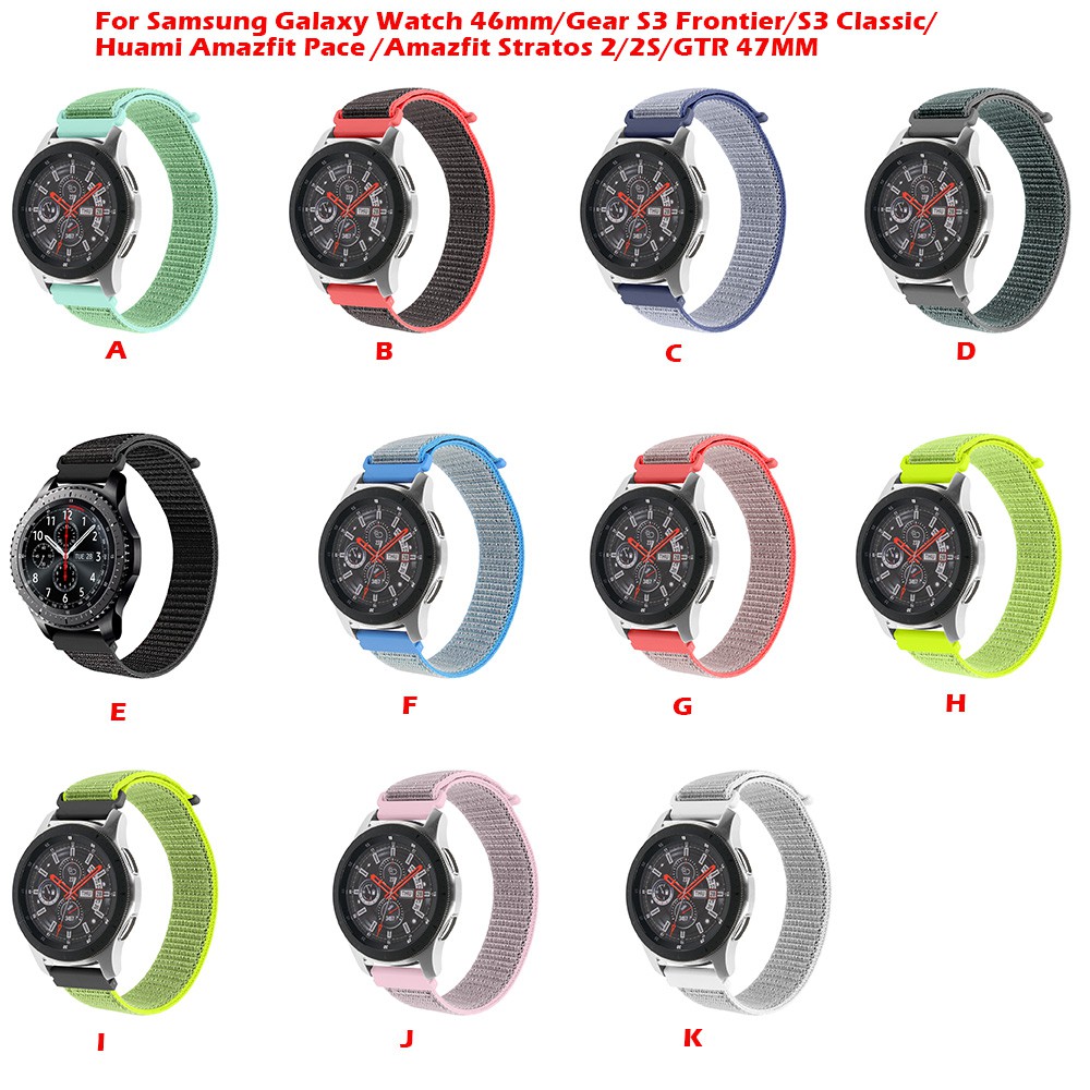Dây đeo vải nylon thay thế cho đồng hồ Samsung Galaxy Watch 46mm /Gear S3 /Huami Amazfit Pace Stratos 2/2S