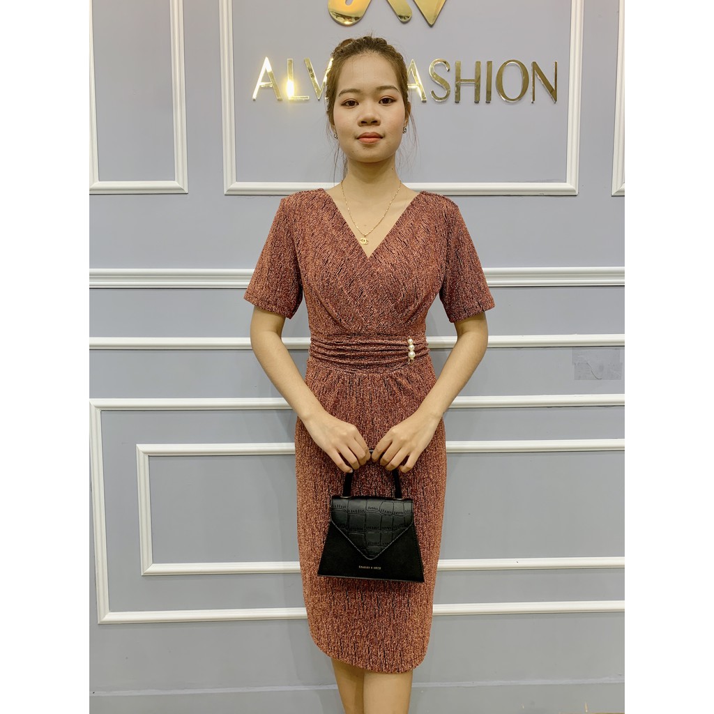 Đầm trung niên free size từ 40-70kg cho tuổi 40 50 60 chất liệu dệt kim cao cấp thiết kế sang trọng quý phái của ALVA | BigBuy360 - bigbuy360.vn