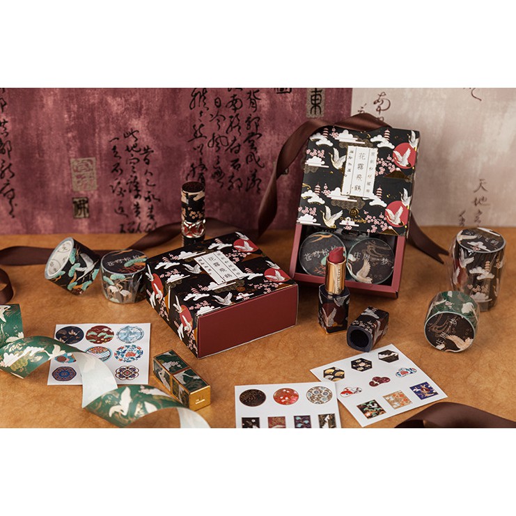 Bộ Washi Tape ánh nhũ cổ trang Trung Quốc CT-AN-06 trang trí scrapbook, sổ tay planner,...
