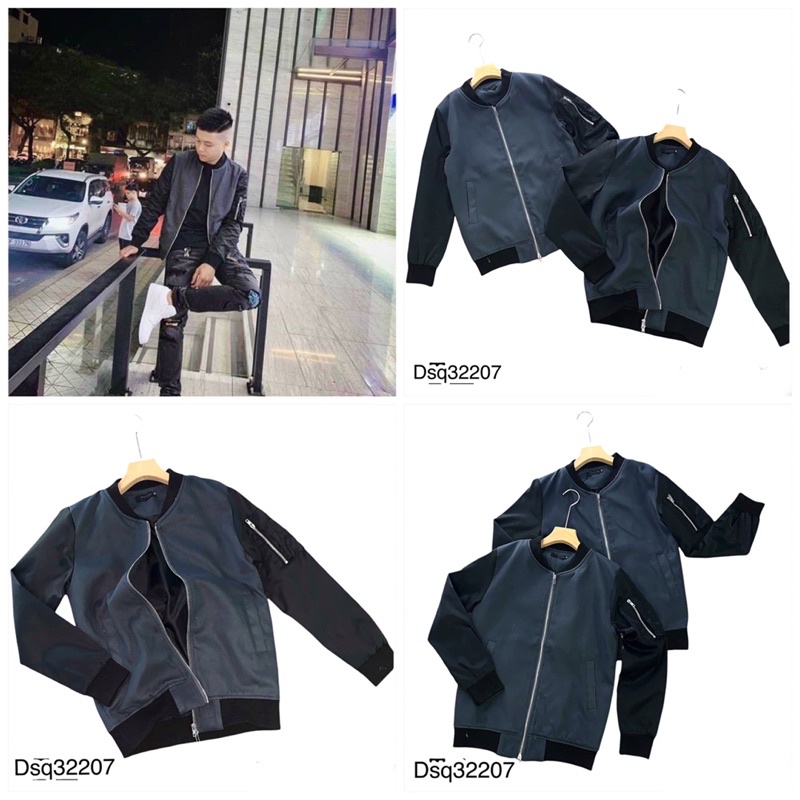 Áo Bomber Nam Tay Mix Khoá Cao Cấp - Áo Khoác Thời Trang Nam Cực Đỉnh