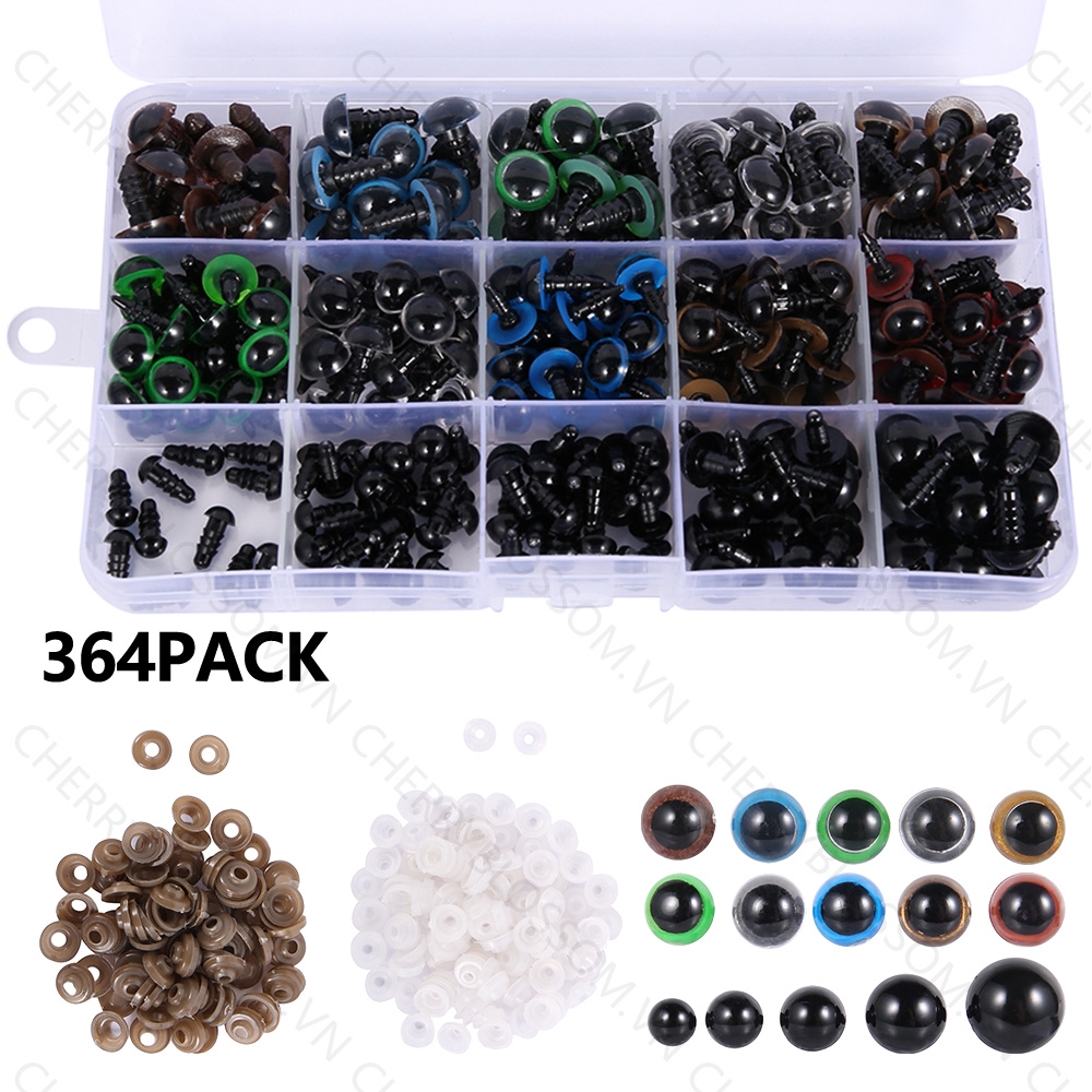 JPRICE Set 364 Mắt Nhựa Tam Giác 6mm - 12mm Cho Búp Bê