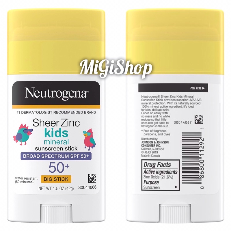 Sáp Chống Nắng Trẻ Em Dạng Lăn Neutrogena Sheer Zinc Kids Mineral Sunscreen Stick SPF50+ 42g