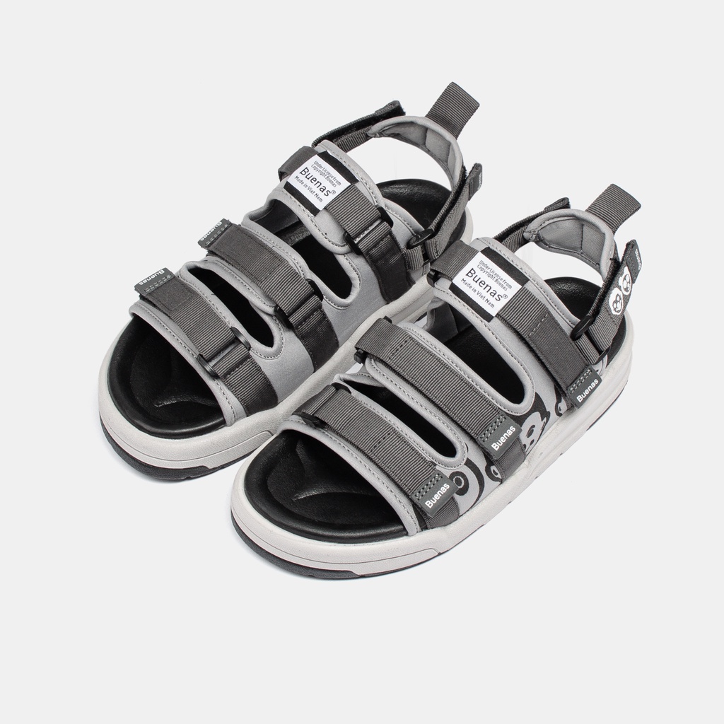 Giày sandal dép nữ nam unisex Buenas SD-6868 quai ngang - xăng đan học sinh đế cao 3 phân chính hãng