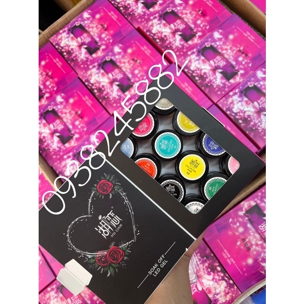 Set gel vẽ HU LIAN 12 màu đậm đặc chính hãng