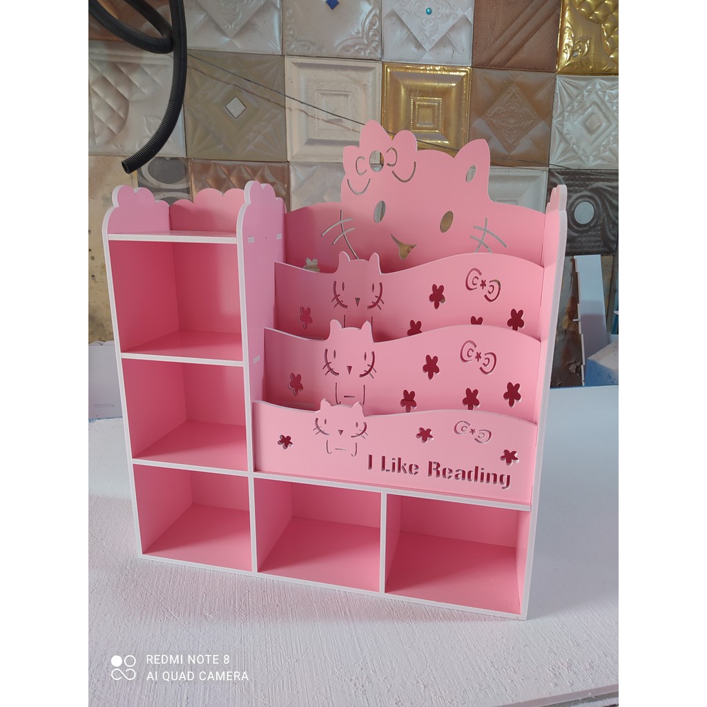 Kệ sách Hello kitty kèm 5 ngăn đựng đồ tháo lắp đa năng