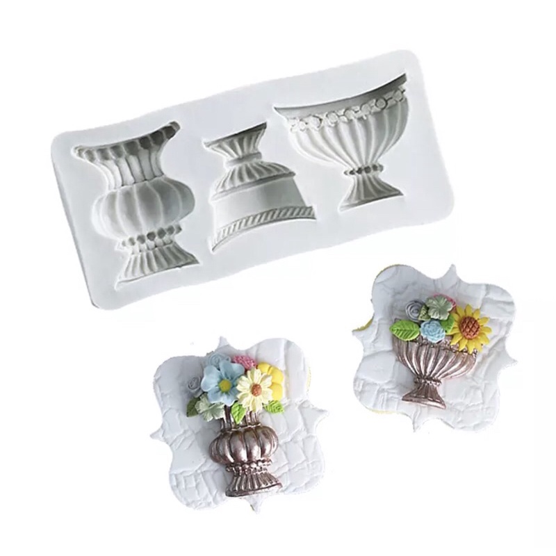 Khuôn silicon bình hoa làm bánh trung thu hiện đại ( silicon cao cấp -hình thật-không mùi)