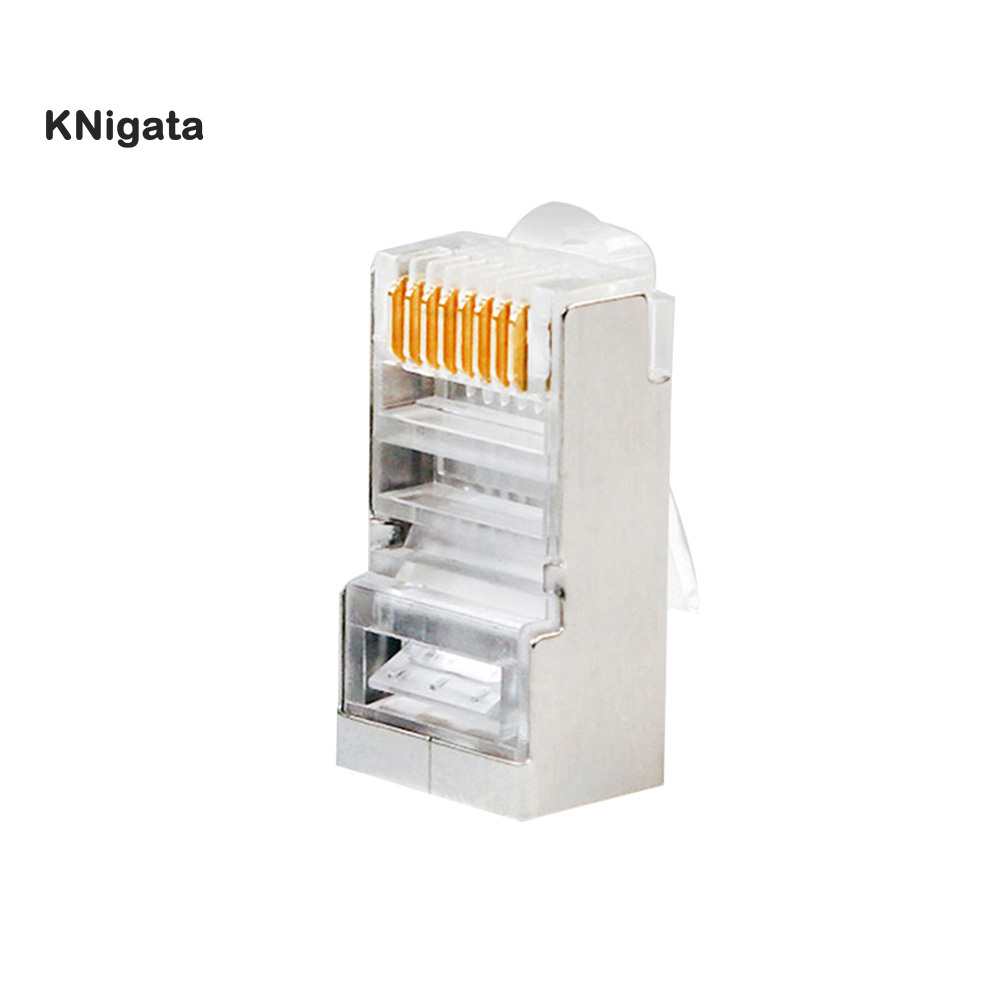 Set 100 Đầu Nối Dây Cáp Mạng Rj45 Rj-45 8p8c Cat6 Bằng Kim Loại Trong Suốt