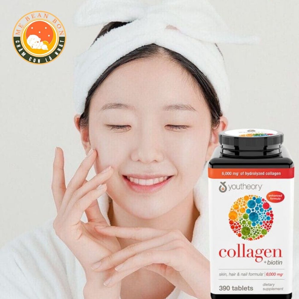 Viên uống cho nữ Collagen và Biotin Youtheory của Mỹ 390 viên giúp làm đẹp da, móng chắc khỏe, tóc óng mượt