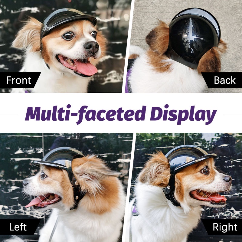 HamshMoc Mũ bảo hiểm cứng chống mưa nắng có dây đeo tai điều chỉnh cỡ nhỏ/vừa cho cún cưng đi xe máy