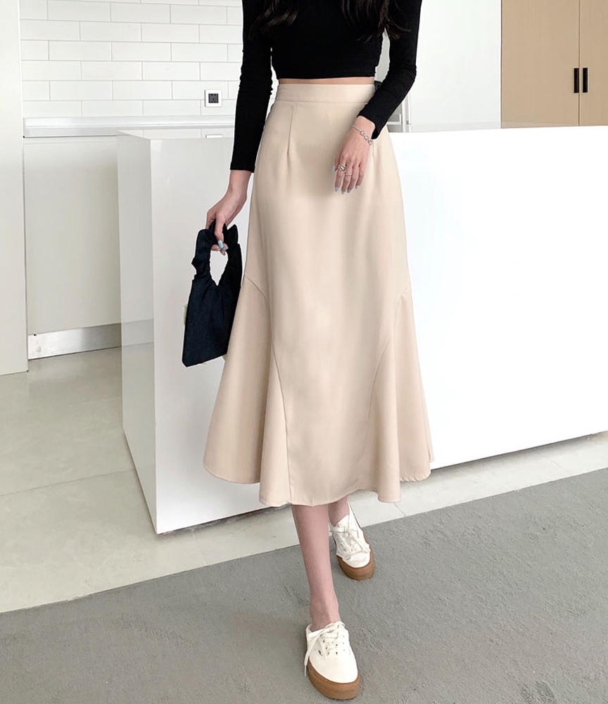 Chân Váy Dài Chữ A Lưng Thun Màu Trơn Phong Cách Mới 50620