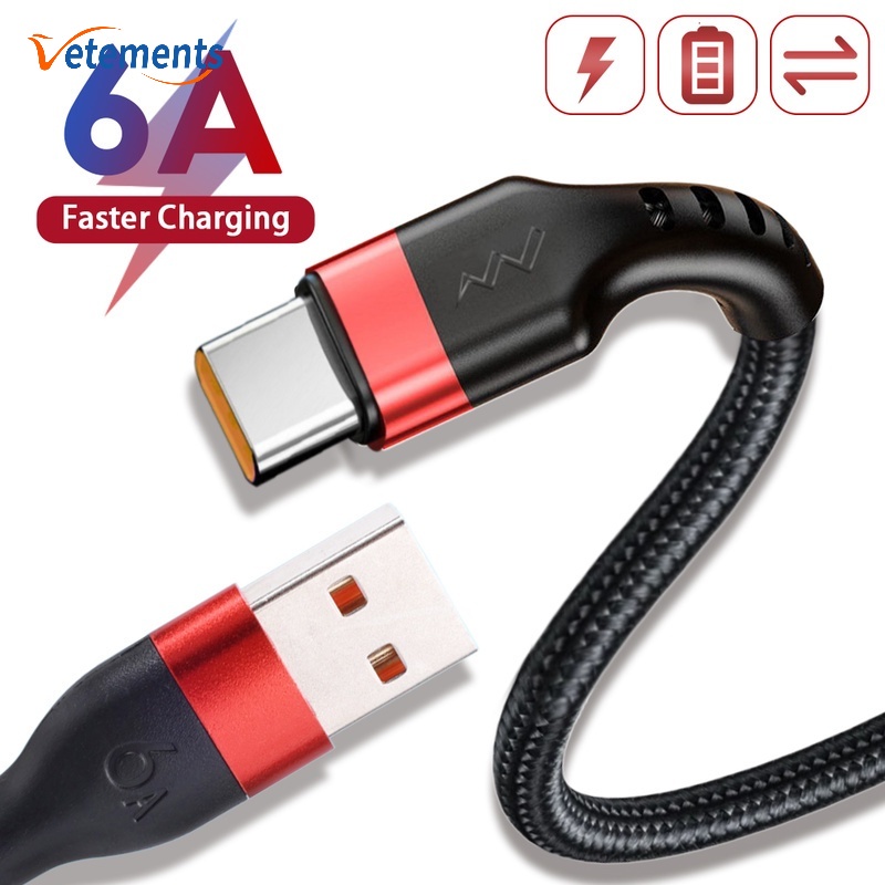 Cáp Sạc Type C 6A/ 1M 2M Cho Điện Thoại Thông Minh