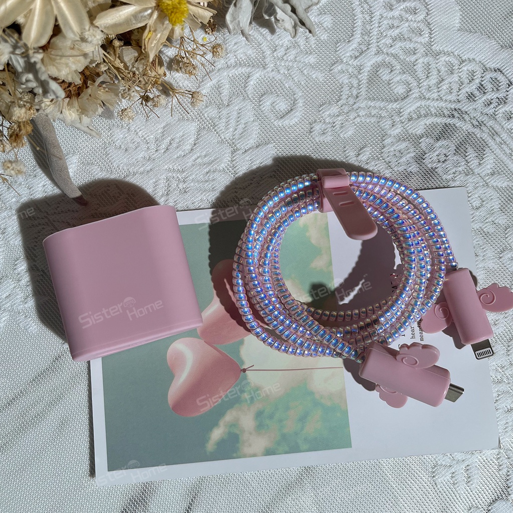 Vỏ silicone màu kẹo bảo vệ cho củ sạc USB C 5W/18w/20W của Iphone 12 13