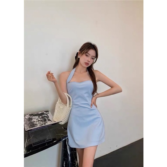 Đầm xanh cổ kiểu yếm | Myung official (Video tự quay + lướt tới cuối xem cận màu và chất vải) | BigBuy360 - bigbuy360.vn