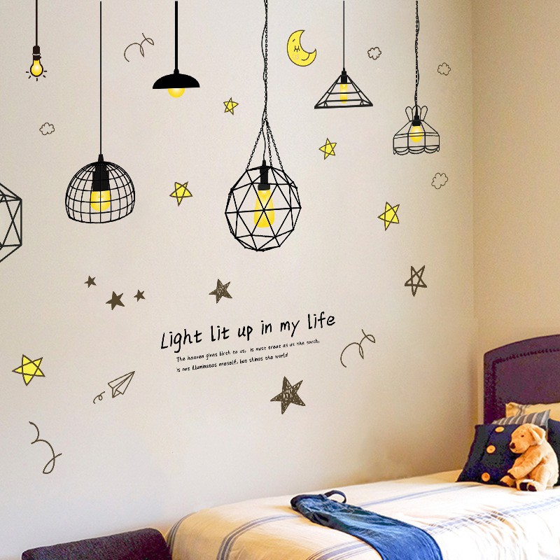 Tranh dán tường trang trí ký túc xá, decal dán tường trang trí decor phòng ngủ (Đèn vàng Mini) | WebRaoVat - webraovat.net.vn