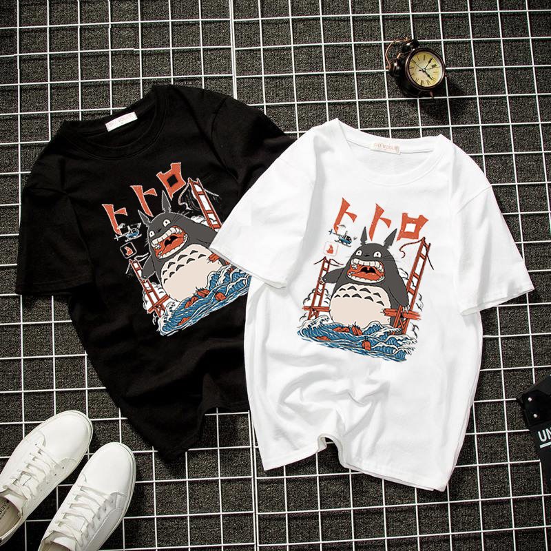 Áo thun unisex form rộng họa tiết hoạt hình dễ thương vải dày mịn 2019T1772