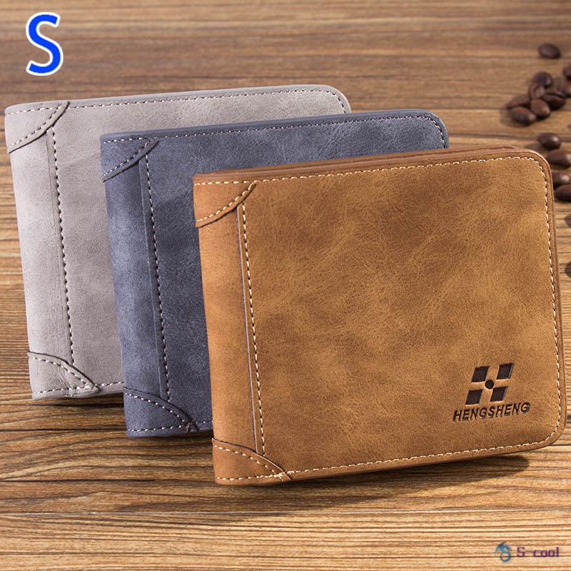 Vintage Men Wallet PU Leather Short/Long Purse Men's Three Folds Card Slots Wallet