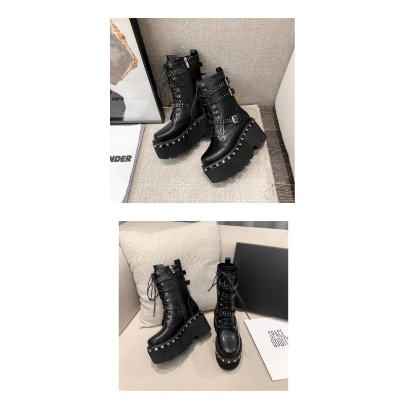 (SẴN SIZE 34 - ORDER) Boots L38 high and chic viền đinh đế cao 9cm | BigBuy360 - bigbuy360.vn