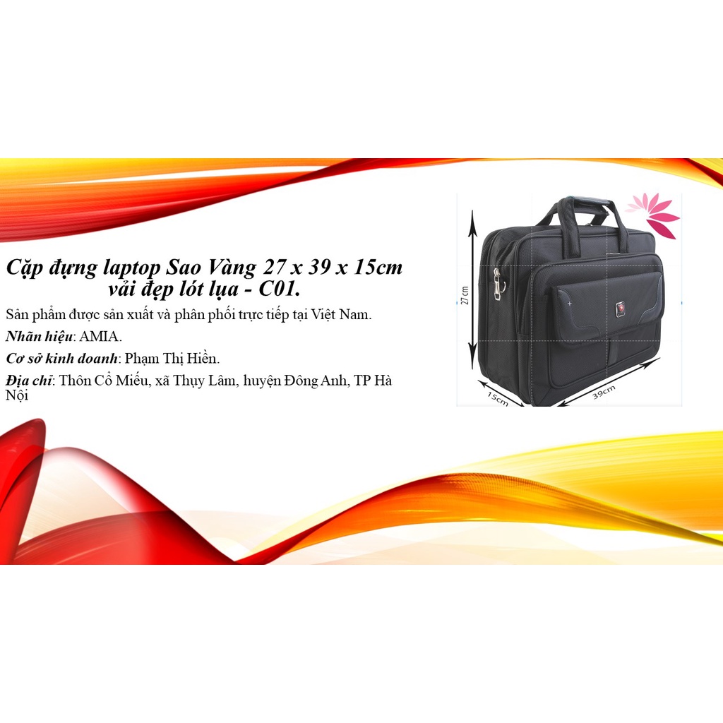 Cặp đựng laptop Sao Vàng C01 27 x 39 x 15cm vải đẹp lót lụa