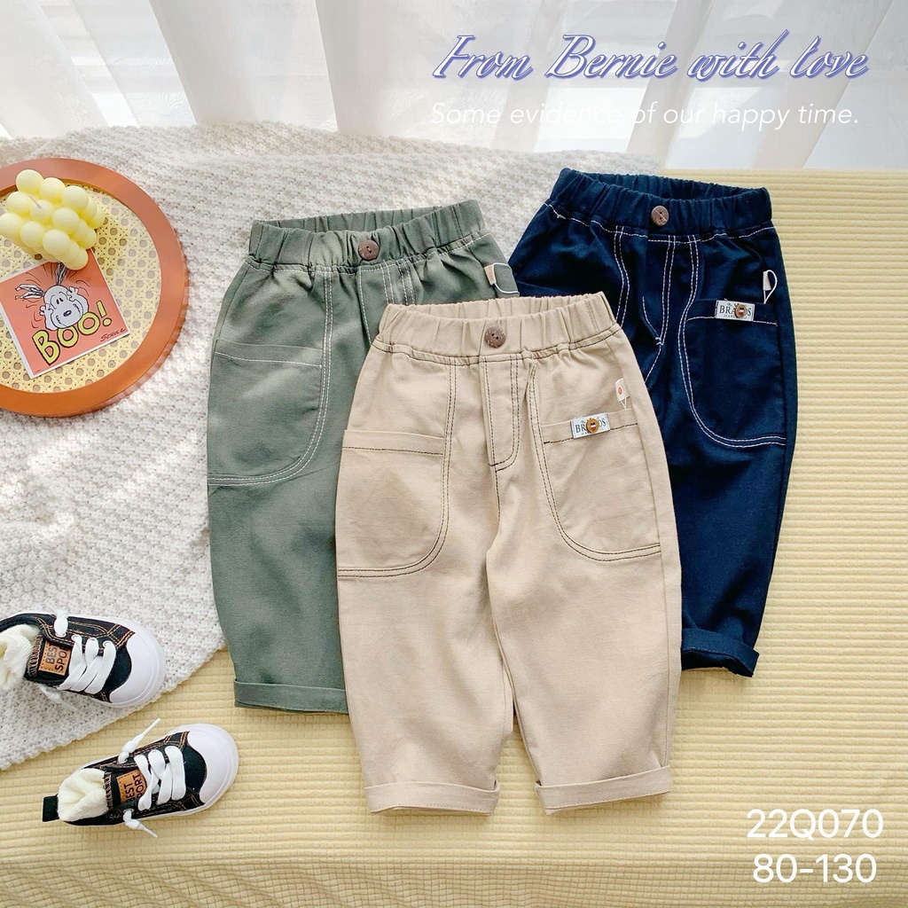 Quần dài âu linen trần chỉ nổi Bernie cho bé trai