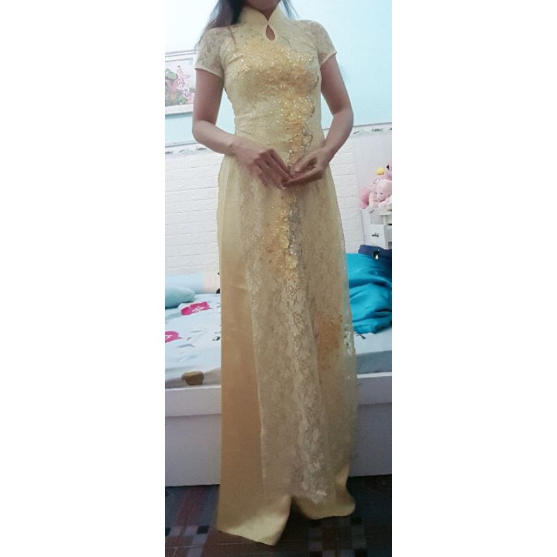 Thanh lý áo dài ren kim sa đẹp. Kèm quần phi