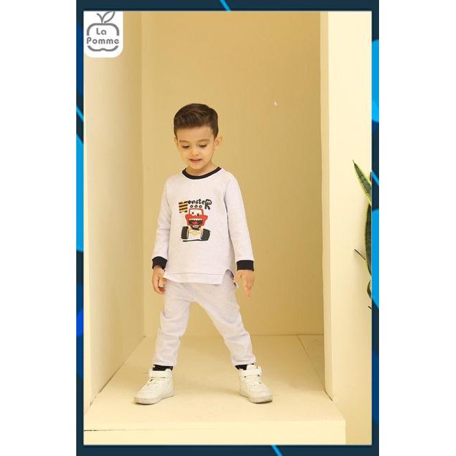 SL129 Bộ quần áo dài tay trẻ em Xe jeep vui nhộn La pomme (6 tháng - 5 tuổi) chất jacquard cotton mềm mại kháng khuẩn
