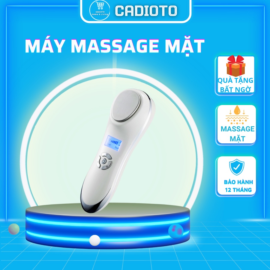 Máy Massage Mặt Trẻ Hóa Da Trị Mụn Đi Dưỡng Chất Serum Làm Đẹp Mini Cao Cấp Nóng Lạnh Rung