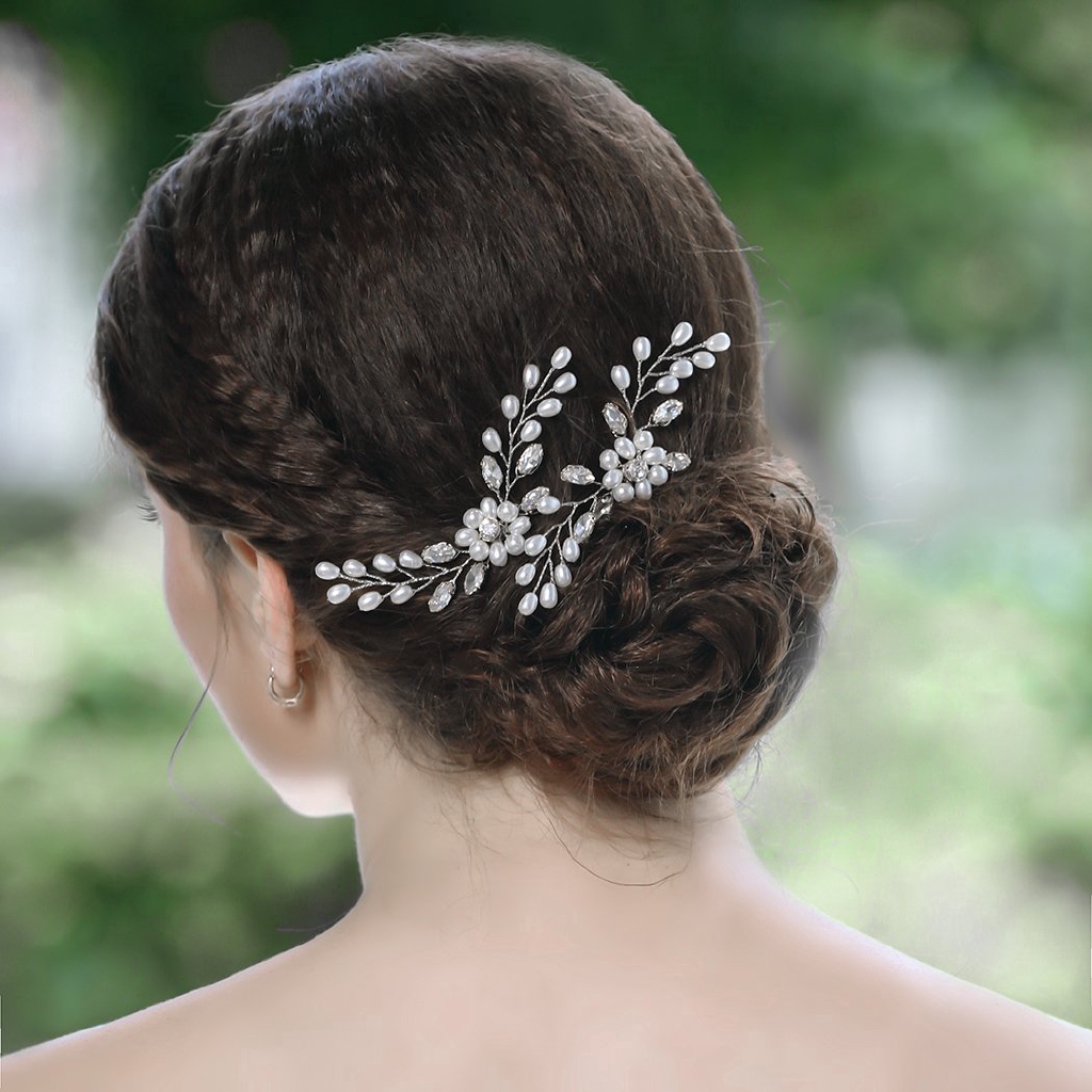 Kẹp tóc hoa đính ngọc trai xinh xắn cho nữ