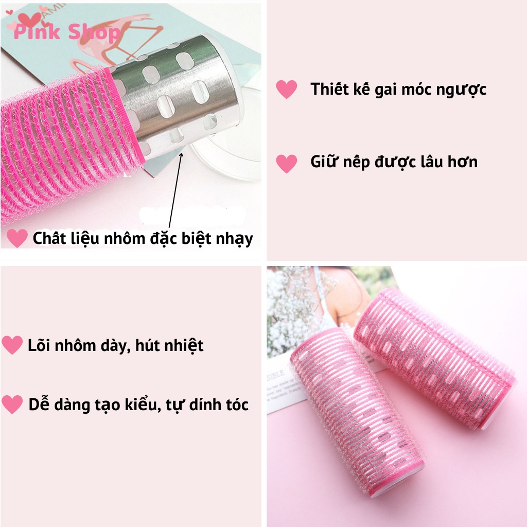 Lô uốn tóc mái bay Hàn Quốc, Lô cuốn tóc tự dính lõi nhôm nhiều kích cỡ Pinkshop