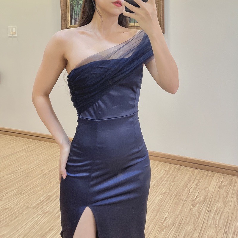 V-Chang House Đầm lệch vai xẻ tà (hình thật của shop)