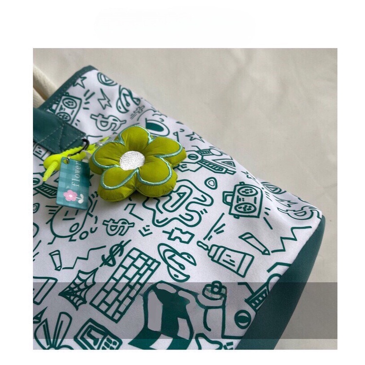 Túi tote đeo vai vải canvas sức chứa lớn hoạ tiết hoa văn độc đáo phong cách Harajuku Hàn Quốc dành cho nữ