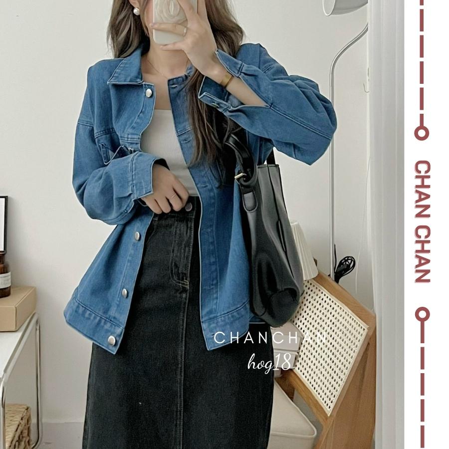 Áo Khoác Nữ Jean UNISEX Form Rộng Nam Nữ Màu Xanh- Áo khoác bò nữ form rộng suông