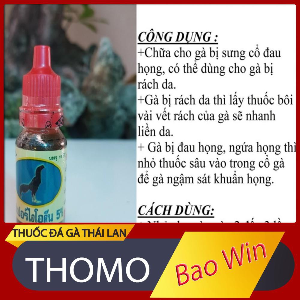 T.HU.ỐC HỖ TRỢ TRỊ NẤM HỌNG.SƯNG CỔ HỌNG CHO GÀ ĐÁ-NẤM HỌNG NƯỚC 5%-LỌ 15ML.