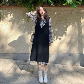 SET ÁO LEN GILE PHỐI ĐẦM CARO TRẺ TRUNG