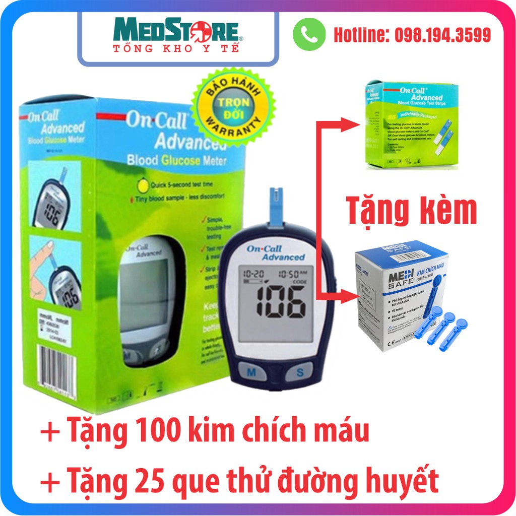 Máy đo đường huyết ACON On Call Advanced (bảo hành trọn đời máy)